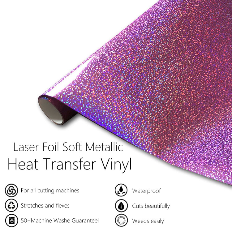 Pu Metallic Heat Transfer FlexFoil Hologram Vinyl