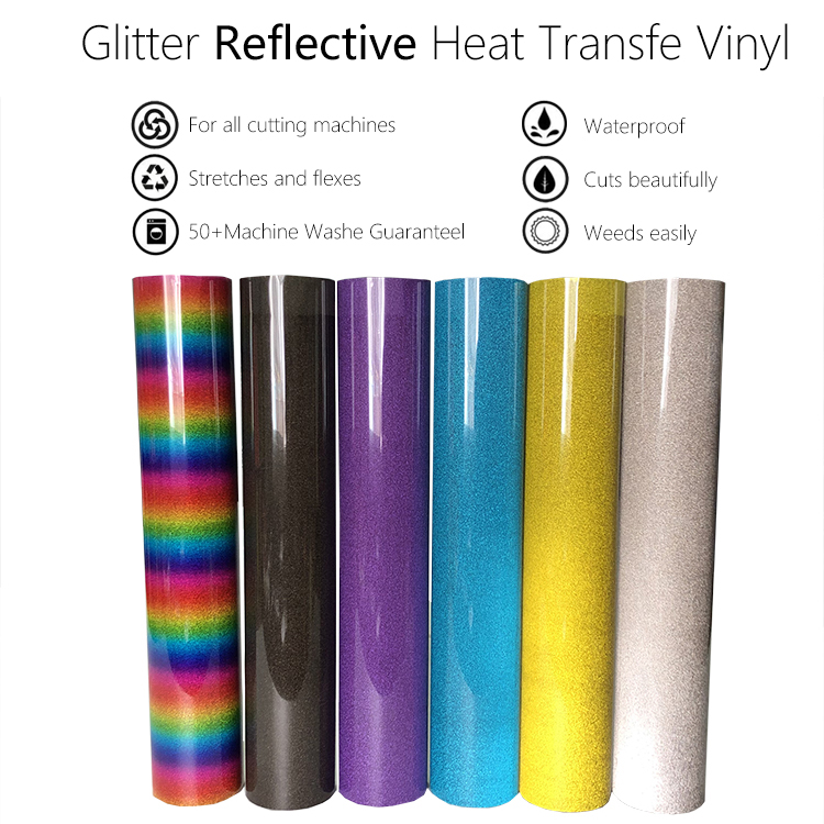 Features of rainbow reflective glitter HTV