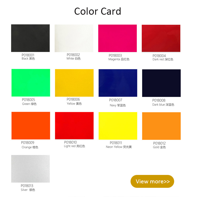 Color card of silicone heat transfer vinyl
