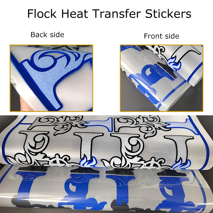 Flock offset heat transfer stickers