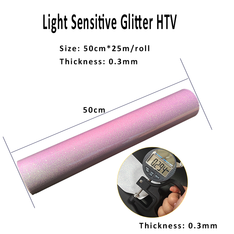 Light sensitive glitter heat transfer vinyl