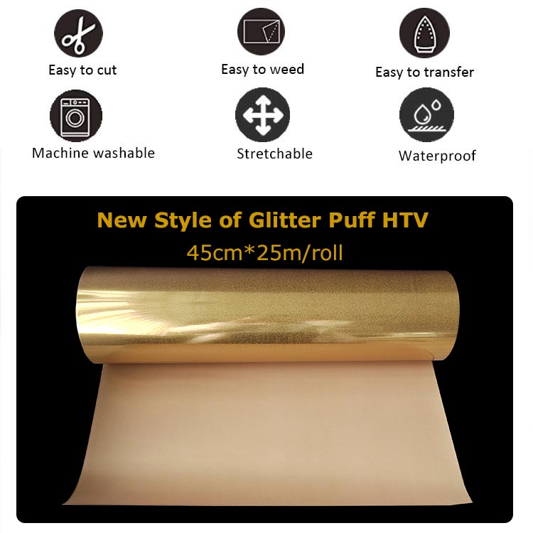 gold glitter puff heat transfer vinyl