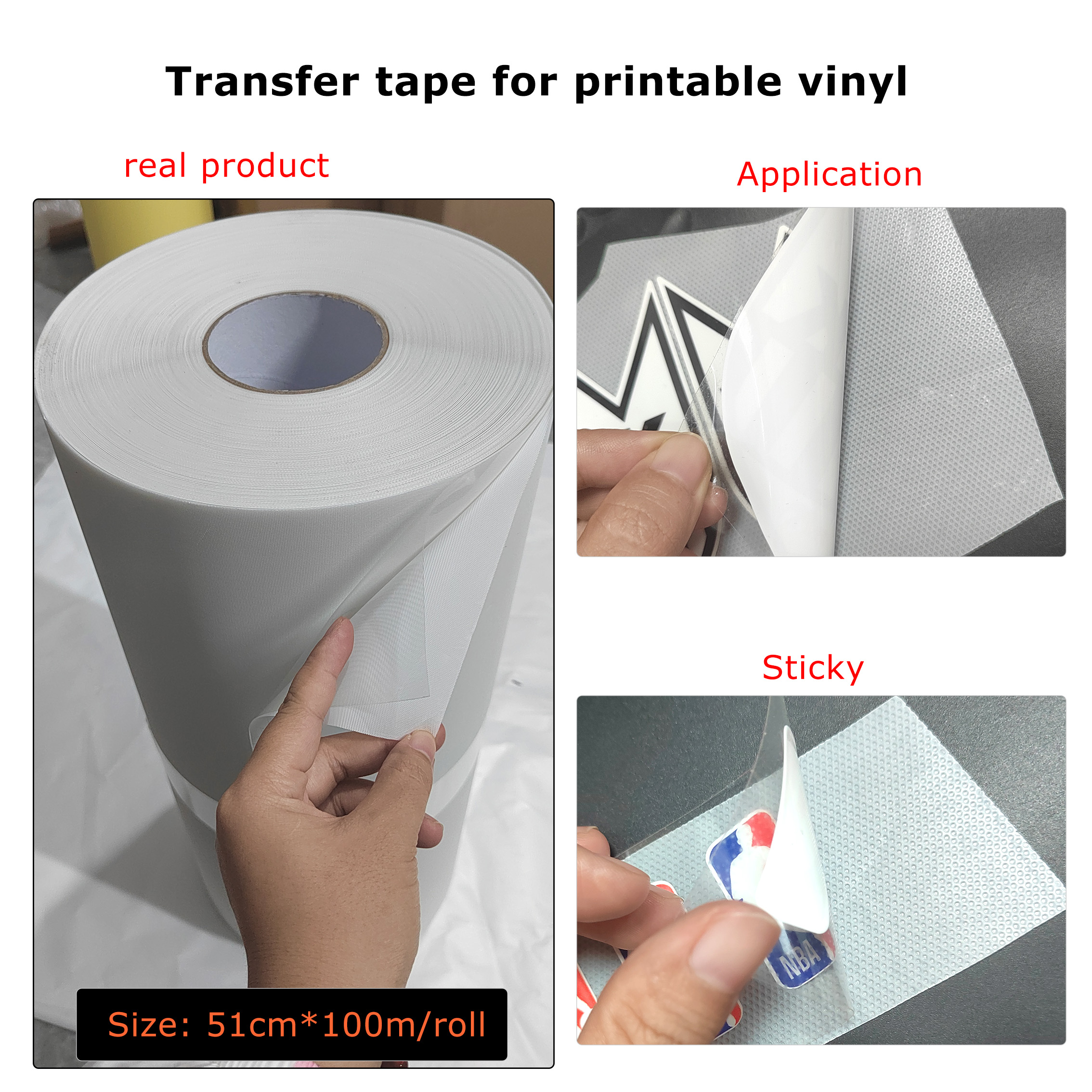 Transfer tape for printable vinyl